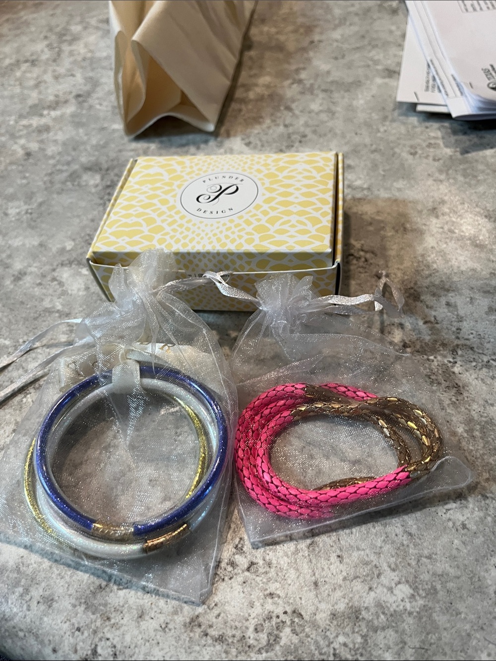 Set: Blue, Gold & Hot Pink Bracelets pLUNDER design